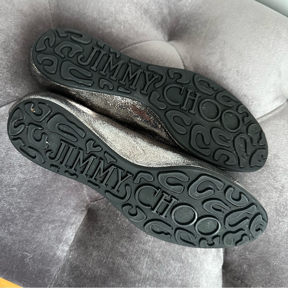Jimmy Choo London Metallic Leather Ballet Flats sz 37 6.5 - Picture 5 of 7